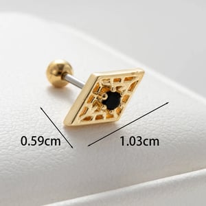 1 Piece Simple Series Classic Rhombus Gold Color  Women's Stud Earrings h5 